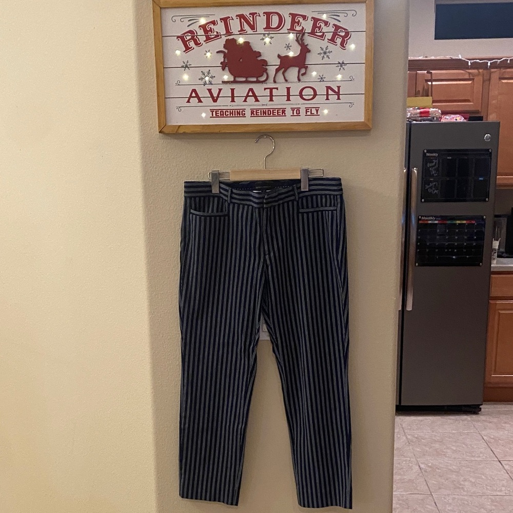 Banana Republic Navy and White Striped Pants SHARP